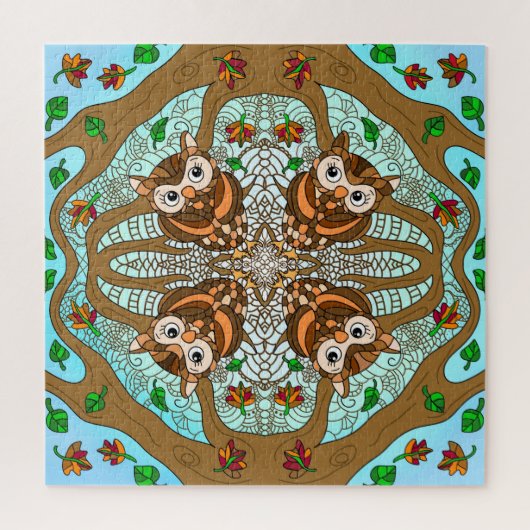 Hand Drawn Owl Mandala Artwork Legpuzzel (Verticaal)