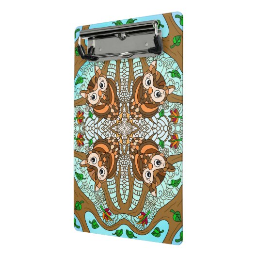 Hand Drawn Owl Mandala Artwork Mini Klembord (Angled2)