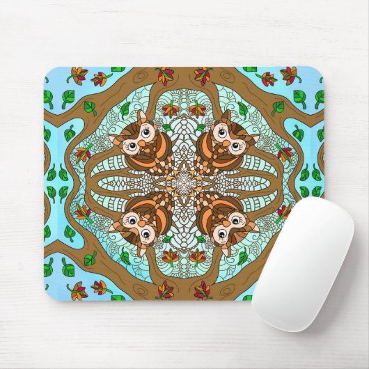 Hand Drawn Owl Mandala Artwork  Muismat (Met muis)