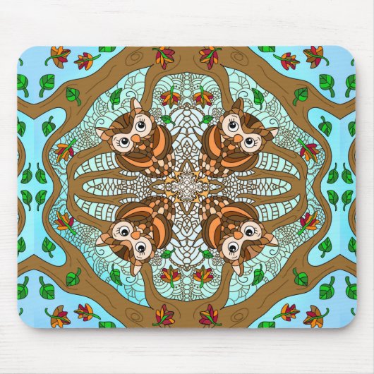 Hand Drawn Owl Mandala Artwork Muismat (Voorkant)