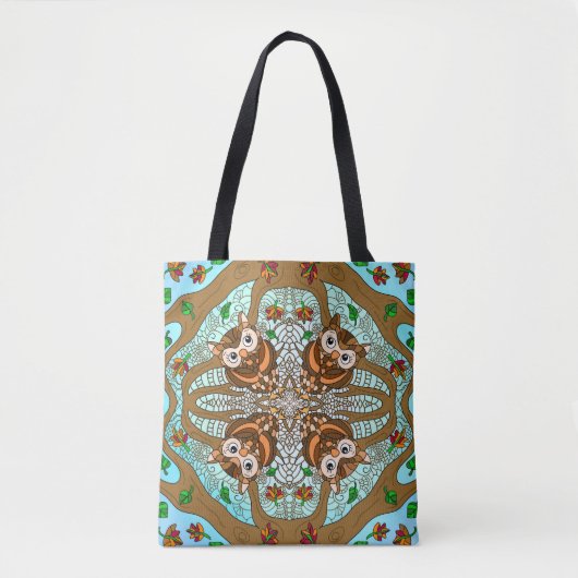 Hand Drawn Owl Mandala Artwork Tote Bag (Voorkant)