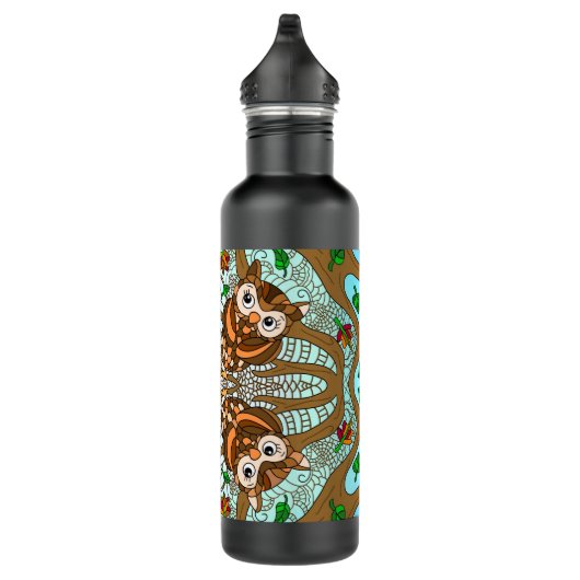 Hand Drawn Owl Mandala Artwork Waterfles (Rechts)