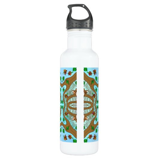 Hand Drawn Owl Mandala Artwork Waterfles (Achterkant)