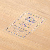 Hand Drawn Oysters Coastal Navy Blue Wedding Acryl Uitnodigingen (Laagn)