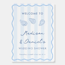 Hand Drawn Oysters Wedding Shower Welcome Sign