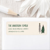 Hand Drawn Painted Abstract Christmas Tree Address Etiket (Insitu)