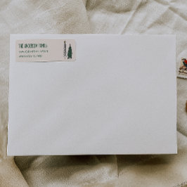 Hand Drawn Painted Abstract Christmas Tree Address Etiket