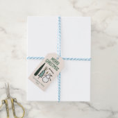 Hand Drawn Painted Green Christmas Trees Snowman Cadeaulabel (Met Touw)