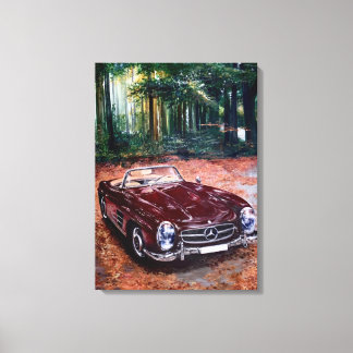 Hand drawn Painting on canvas Wall art Vintage car Afdruk