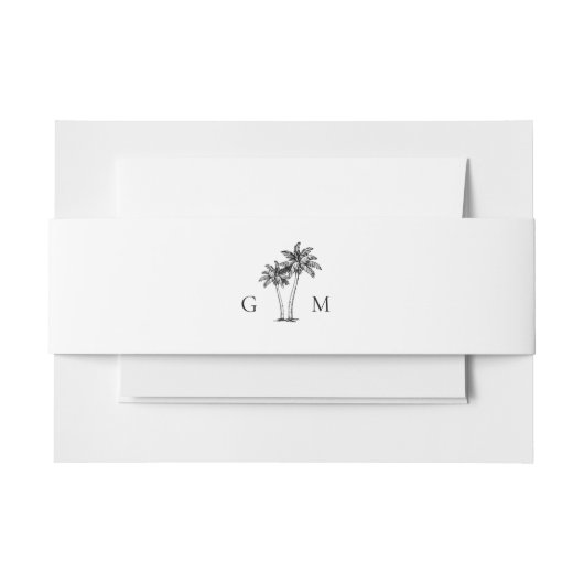 Hand Drawn Palm Tree Monogram Destination Wedding Uitnodigingen Wikkel (Voorkant Voorbeeld)