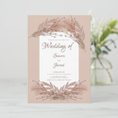 Hand Drawn Pampas Earthy Botanical Wedding Kaart (Staand voorkant)