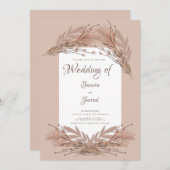 Hand Drawn Pampas Earthy Botanical Wedding Kaart (Voorkant / Achterkant)