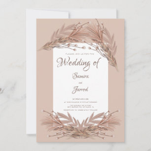 Hand Drawn Pampas Earthy Botanical Wedding Kaart