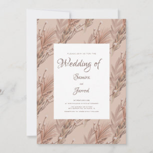 Hand Drawn Pampas Pattern Botanical Wedding Kaart