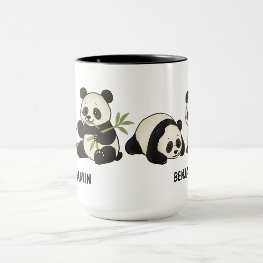 Hand Drawn Panda Bear Custom Cute Mok (Midden)