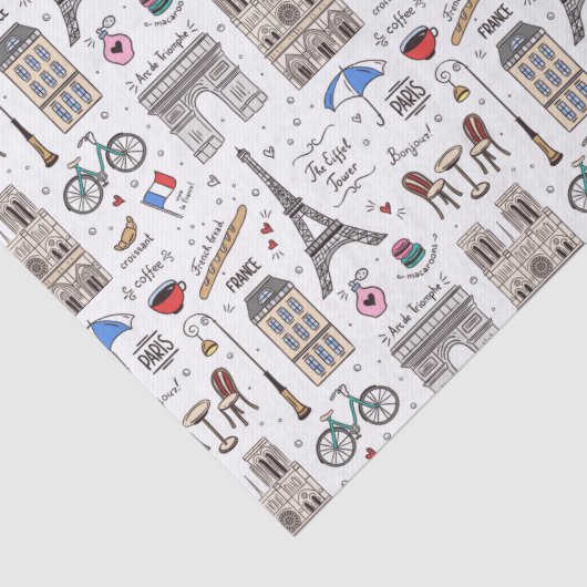 Hand Drawn Paris Doodles Tissuepapier (Detail)
