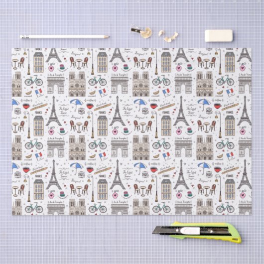 Hand Drawn Paris Doodles Tissuepapier (Craft)