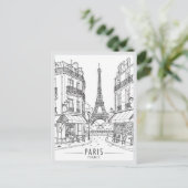 Hand drawn Paris France Scene Landmark Briefkaart (Staand voorkant)