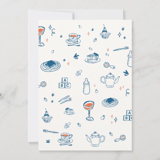 Hand Drawn Party Baby shower Uitnodiging (Achterkant)