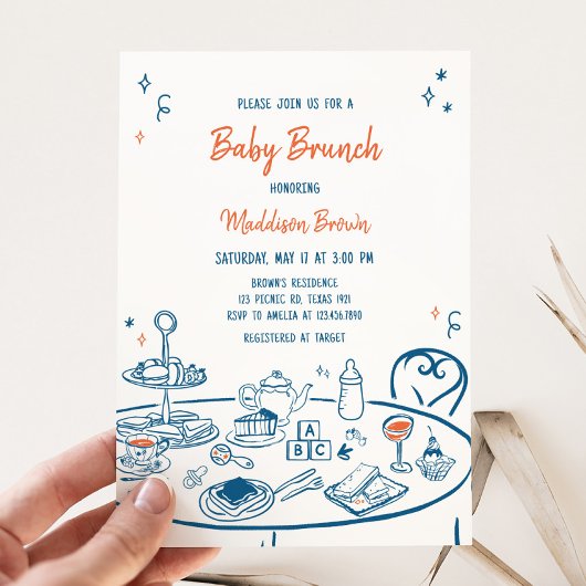 Hand Drawn Party Baby shower Uitnodiging