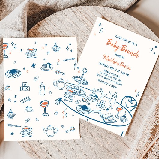 Hand Drawn Party Baby shower Uitnodiging