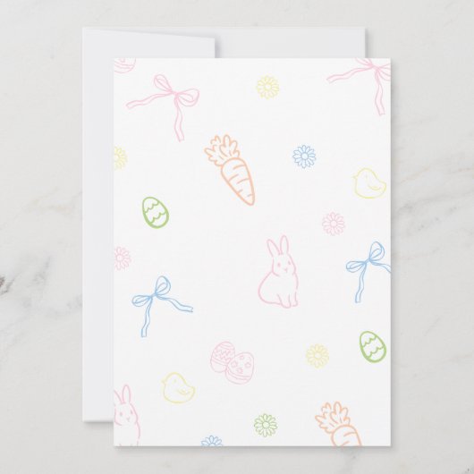 Hand Drawn Pastel Easter Brunch & Egg Hunt Invites (Achterkant)