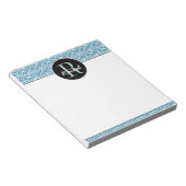 Hand Drawn Pattern on Blauwgroen, Monogramed Notitieblok (Schuin)