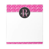 Hand Drawn Pattern on Pink, Monogramed Notitieblok (Voorkant)