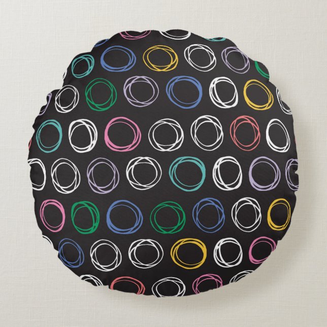 Hand drawn pattern with brushed lines seamless pat rond kussen (Voorkant)