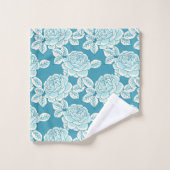 Hand Drawn Peony Floral Blue Towel Set Bad Handdoek (Wasdoekje)