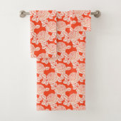 Hand Drawn Peony Floral Coral Red Towel Set Bad Handdoek (Insitu)