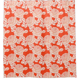 Hand Drawn Peony Floral Douchegordijn