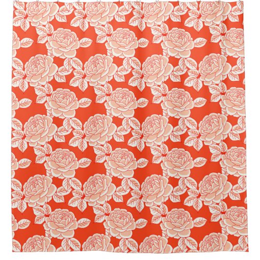 Hand Drawn Peony Floral  Douchegordijn (Voorkant)