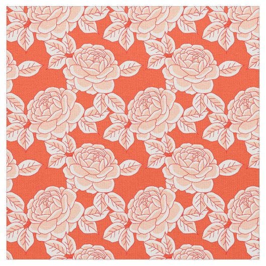 Hand Drawn Peony Floral Fabric Stof (Close Up)