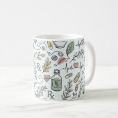 Hand-Drawn Pharmacy Doodle Mug | Modern Wellness P Koffiemok (Voorkant rechts)