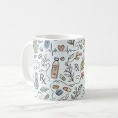 Hand-Drawn Pharmacy Doodle Mug | Modern Wellness P Koffiemok (Voorkant links)