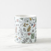 Hand-Drawn Pharmacy Doodle Mug | Modern Wellness P Koffiemok (Center)