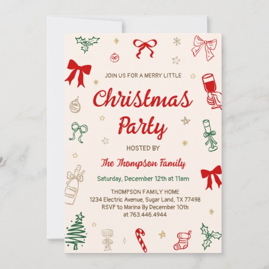 Hand Drawn Photo Christmas Party  Kaart (Voorkant)