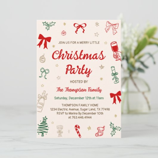 Hand Drawn Photo Christmas Party  Kaart (Staand voorkant)