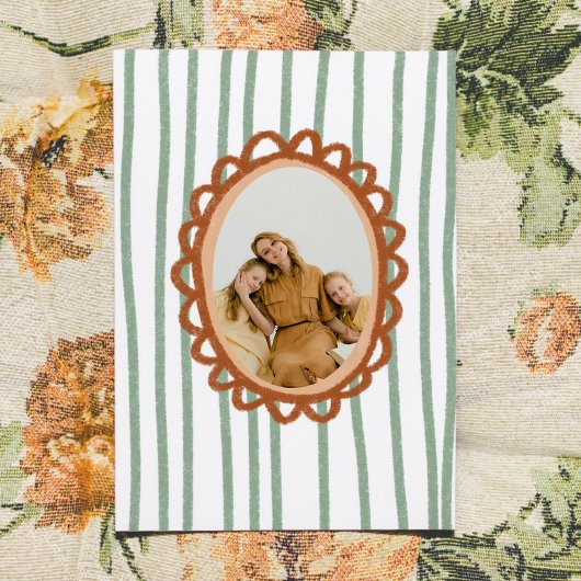 Hand-Drawn Photo Frame Striped Mother's Day Kaart