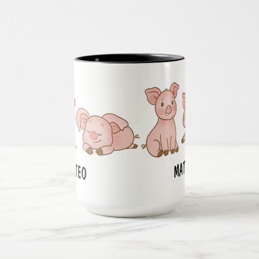 Hand Drawn Pig Custom Cute Mok (Midden)