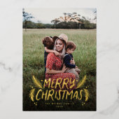 Hand Drawn Pine Berries Folie Feestdagenkaart (Voorkant)