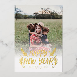 Hand Drawn Pine Berries Folie Feestdagenkaart