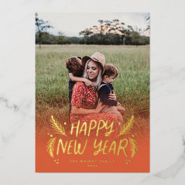 Hand Drawn Pine Berries Folie Feestdagenkaart