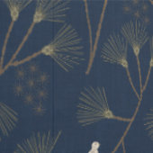 Hand Drawn Pine Tree and Bird Pattern in Roya Blue Behang (Zoom)