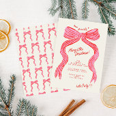 Hand Drawn Pink and Red Bow Christmas Party Kaart