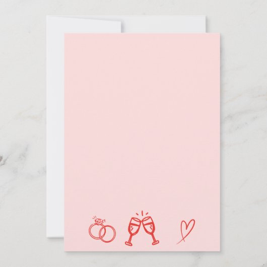 Hand Drawn Pink Any Year Wedding Anniversary Party Kaart (Achterkant)