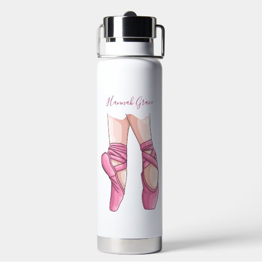 Hand drawn Pink Ballet Shoes Waterfles (Achterkant)