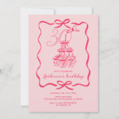 Hand Drawn Pink Champagne 30th Birthday Party Kaart (Voorkant)