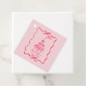 Hand Drawn Pink Champagne Thank You Birthday Party Bedankjes Labels (In situ)